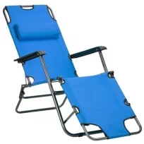 Кресло-шезлонг цвет голубой (каркас железная труба, пластиковые подлокотники)